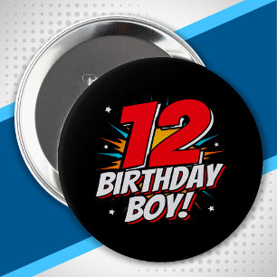 Badge Rond 10 Cm Superhero Birthday - 12 Year Old - 12th Birthday