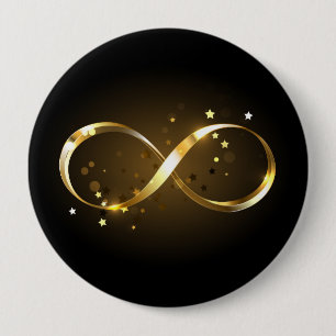 Badge Rond 10 Cm Symbole d'infini doré