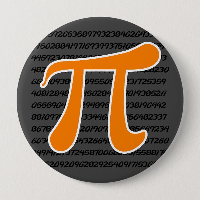 Badge Rond 10 Cm Symbole Pi orange (Devant)