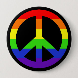 Badge Rond 10 Cm Symbole Rainbow Peace