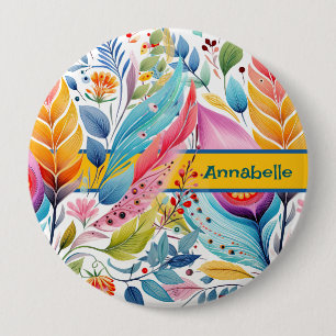 Badge Rond 10 Cm "Symphonie Florale de Fleurs Fantaisistes"