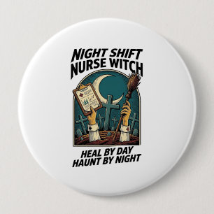 Badge Rond 10 Cm T-shirt rétro Halloween sorcière infirmière de nui