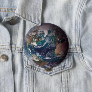 Badge Rond 10 Cm Terre de marbre bleu (hémisphère occidental)