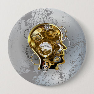 Badge Rond 10 Cm Tête de vapeur avec manomètre