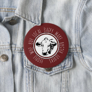 Badge Rond 10 Cm Tête locale de vache à amants de beurre