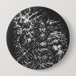 Badge Rond 10 Cm Thor — Dieu du Tonnerre Foudroyé