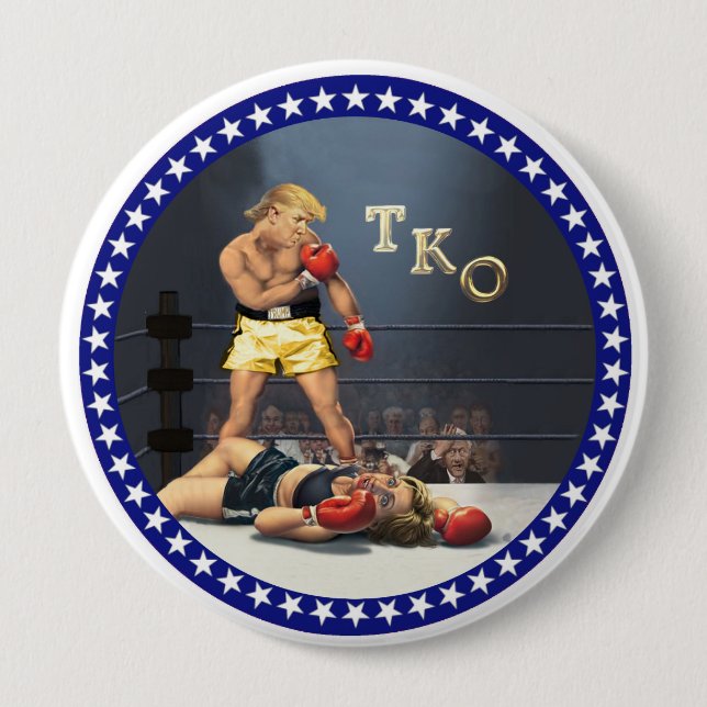 Badge Rond 10 Cm TKO : Trump s'en prend (Devant)