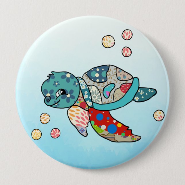 Badge Rond 10 Cm tortues (Devant)