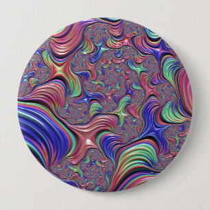 Badge Rond 10 Cm Tourbillon Abstrait Coloré Spirale Fractale Tripan