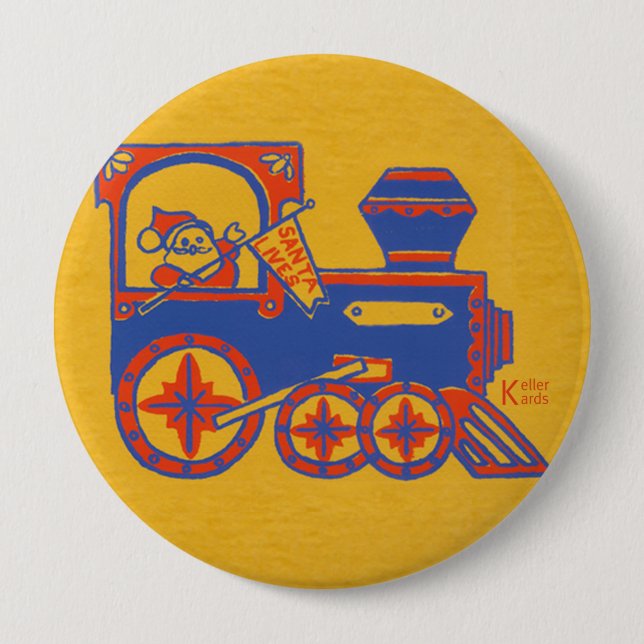 Badge Rond 10 Cm Train père Noël (Devant)