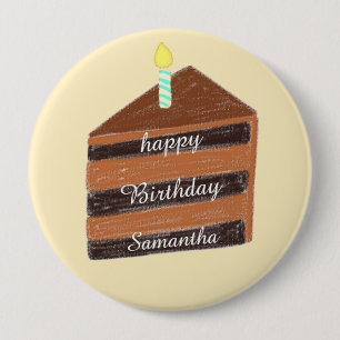 Badge Rond 10 Cm Tranches de gâteau au chocolat