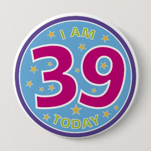 Badge Rond 10 Cm trente-neuvième Insigne d'anniversaire