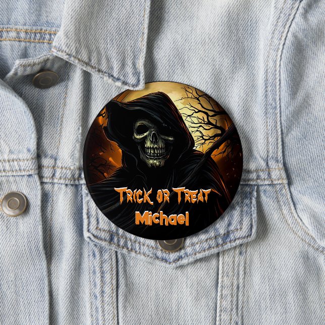 Badge Rond 10 Cm Tricoter ou traiter déplaisant Grim (En situation)