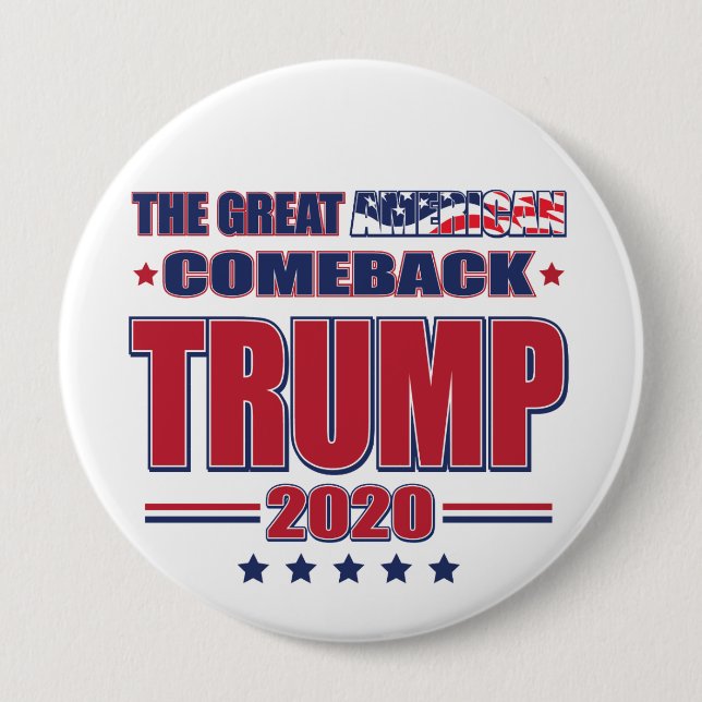 Badge Rond 10 Cm Trump 2020, le grand retour américain (Devant)