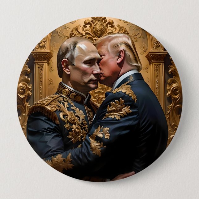 Badge Rond 10 Cm Trump et Poutine s'engagent (Devant)