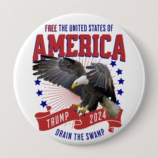 Badge Rond 10 Cm Trump MAGA Eagle Freedom (Devant)