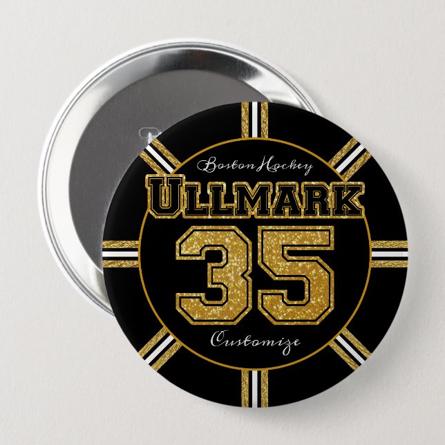 Badge Rond 10 Cm Ullmark de hockey de Boston 35 (Devant & derrière)
