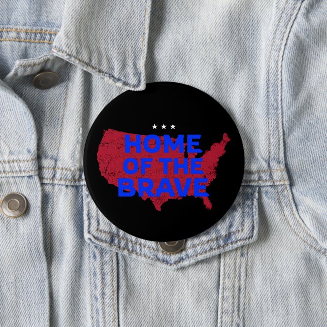 Badge Rond 10 Cm USA Maison des Braves. Bouton patriotique (En situation)