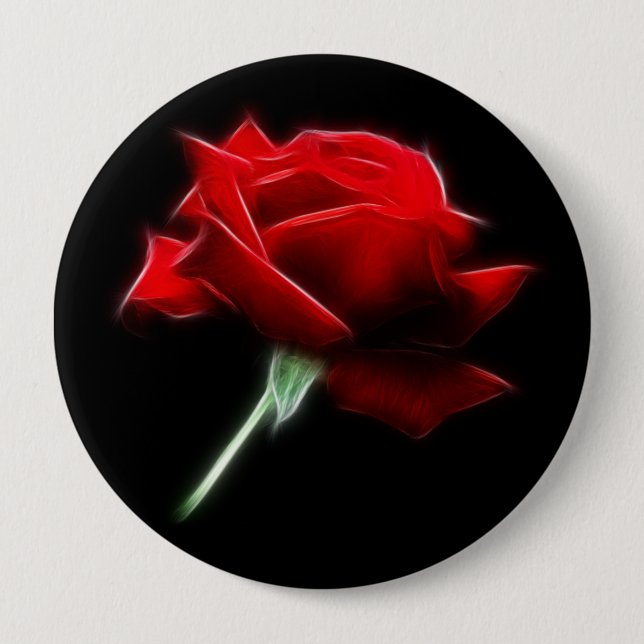 Badge Rond 10 Cm Usine de fleur de rose rouge (Devant)