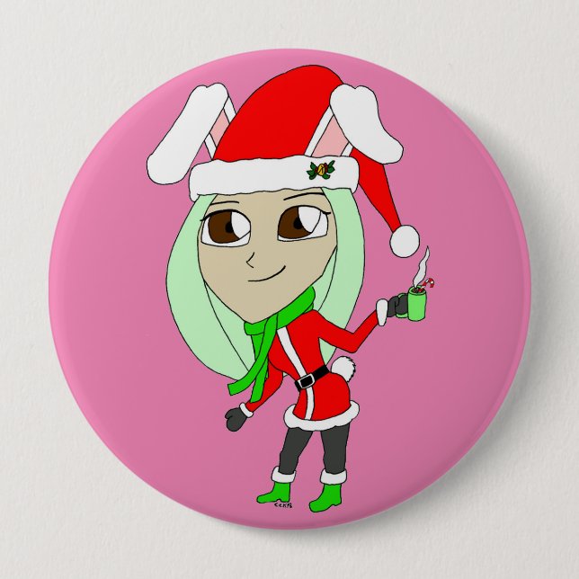 Badge Rond 10 Cm vacances chibi bunnygirl (Devant)