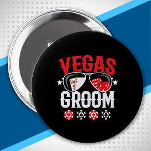 Badge Rond 10 Cm Vegas Wedding - Groom - Vegas Bachelor Party