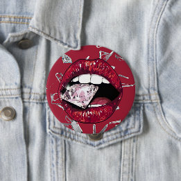Badge Rond 10 Cm Verre et diamants brisés en rouge