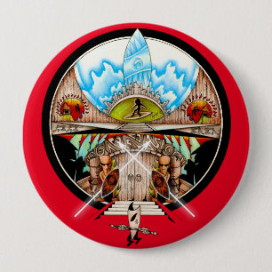 Badge Rond 10 Cm Village de Tiki