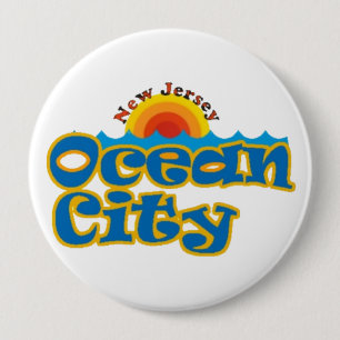 Badge Rond 10 Cm Ville NJ d'océan
