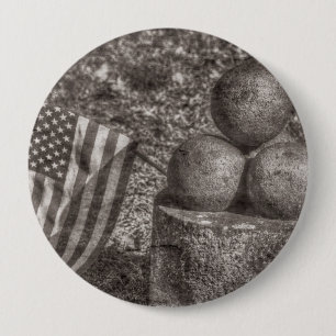 Badge Rond 10 Cm Vintage des boules canons de la guerre civile amér