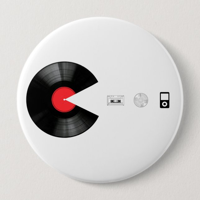 Badge Rond 10 Cm VINYL VILLAIN manger TOUT (Devant)