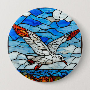 Badge Rond 10 Cm Vitreaux de mouette