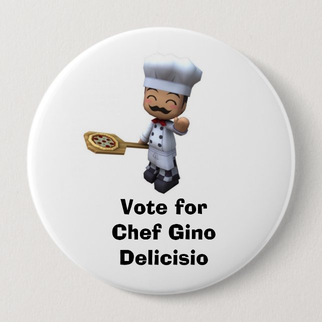 Badge Rond 10 Cm Vote pour la goupille de Gino de chef (Devant)