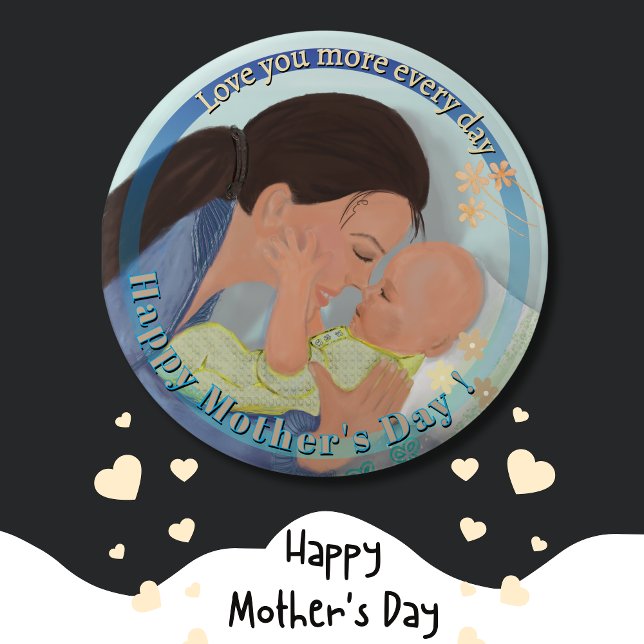 Badge Rond 10 Cm Vous aimez plus Bouton Fête des Mères (Love you more Mother's Day Button)