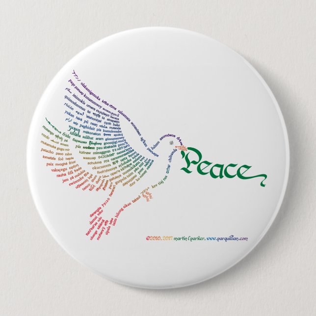 Badge Rond 10 Cm World Peace Dove Button (Devant)