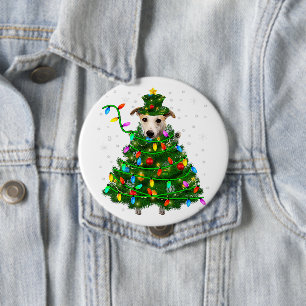 Badge Rond 10 Cm Xmas Whippet Christmas Tree Christmas Lights Xmas