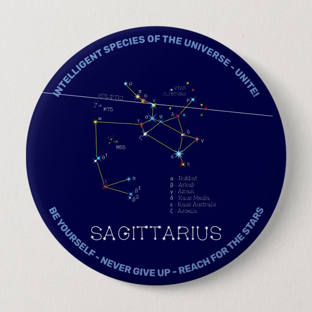 Badge Rond 10 Cm Zodiaque Sagittarius (Devant)