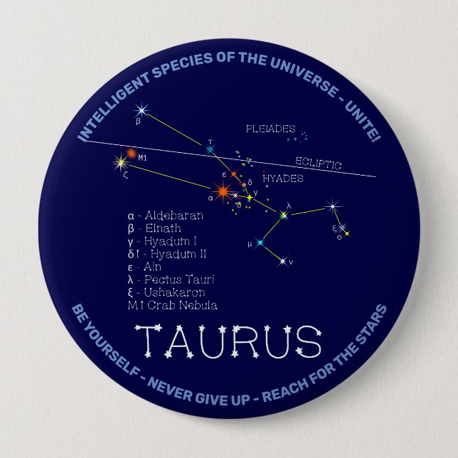Badge Rond 10 Cm Zodiaque Taurus (Devant)