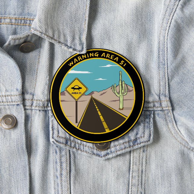 Badge Rond 10 Cm Zone d'avertissement 51 Nevada USA - Alien Lover I (En situation)