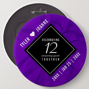 Badge Rond 15,2 Cm 12ème anniversaire de la Mariage de soie