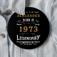 50th Birthday 1973 Ajouter Nom Black Gold Legendar