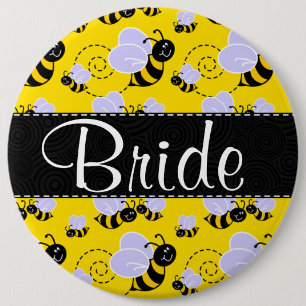 Badge Rond 15,2 Cm Abeille jaune et noire mignonne