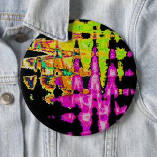 Badge Rond 15,2 Cm Achempong Neon Crimson : Art abstrait glitch