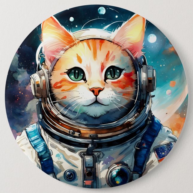 Badge Rond 15,2 Cm Adorable vaisseau astronaute (Devant)
