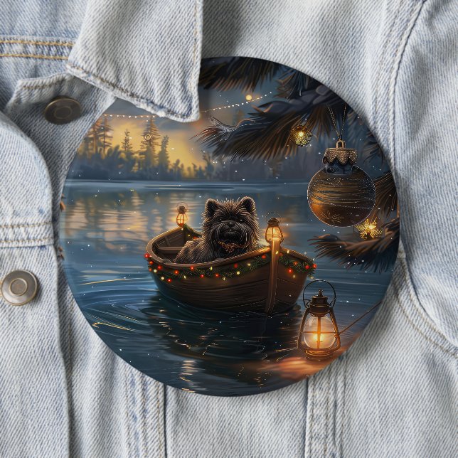 Badge Rond 15,2 Cm Affenpinscher Festive Christmas Voyage (En situation)