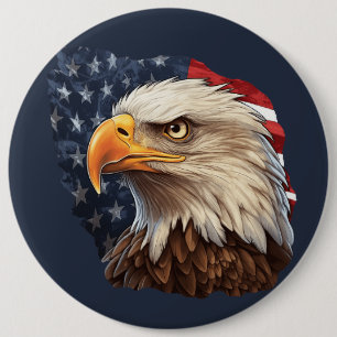 Badge Rond 15,2 Cm Aigle à drapeau américain