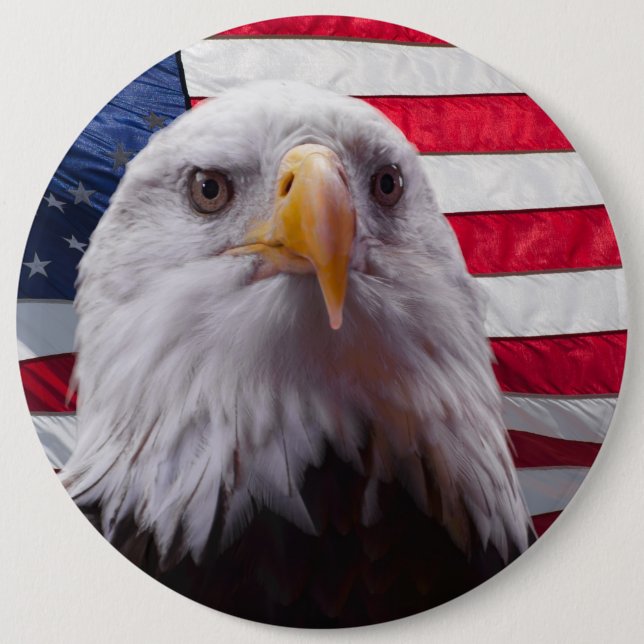 Badge Rond 15,2 Cm Aigle et drapeau américains (Devant)