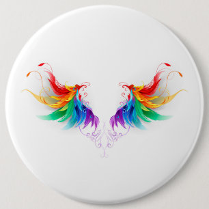 Badge Rond 15,2 Cm Ailes fluffy arc-en-ciel