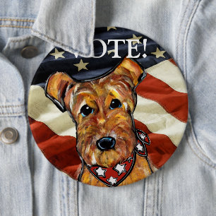 BADGE ROND 15,2 CM AIREDALE TERRIER
