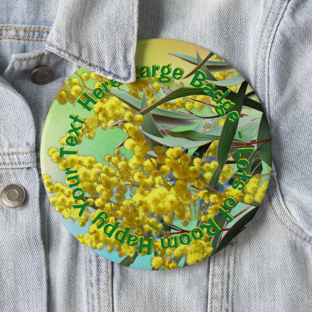 Badge Rond 15,2 Cm Ajouter un texte Wattle & Gum Feuille Aussie Grand (En situation)