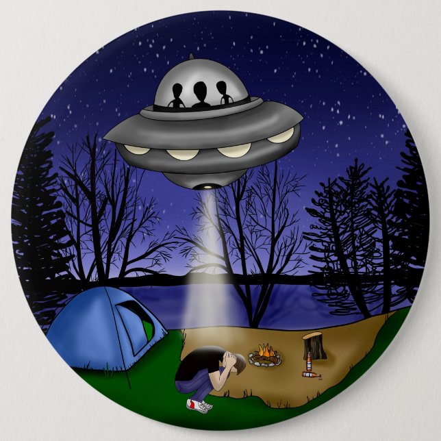 Badge Rond 15,2 Cm Alien d'enlèvement extra-terrestre (Devant)